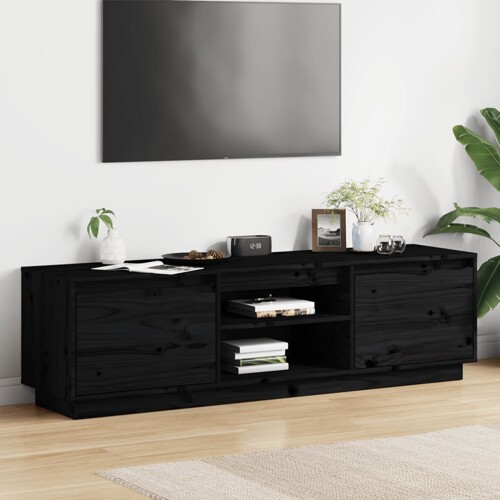 vidaXL TV ormarić crni 140 x 35 x 40 cm od masivne borovine