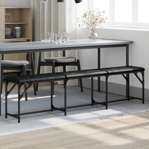 vidaXL Blagovaonska klupa crna 186 x 32 x 45 cm čelik i umjetna koža