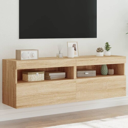 vidaXL Zidni TV ormarići LED 2 kom boja hrasta sonome 60x30x40 cm