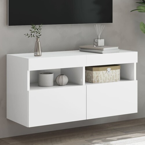 vidaXL Zidni TV ormarić s LED svjetlima bijeli 80x30x40 cm