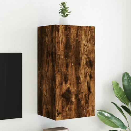 vidaXL Zidni TV ormarić s LED svjetlima boja hrasta 40,5x35x80 cm
