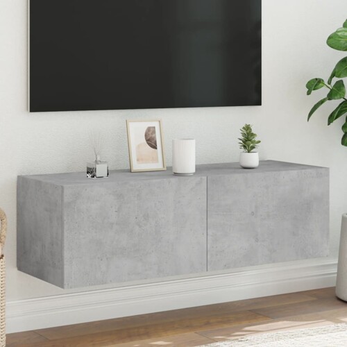 vidaXL Zidni TV ormarić s LED svjetlima siva boja betona 100x35x31 cm