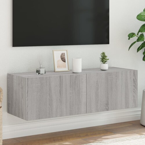 vidaXL Zidni TV ormarić s LED svjetlima siva boja hrasta 100x35x31 cm