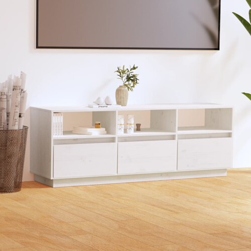 vidaXL TV ormarić bijeli 140 x 37 x 50 cm od masivne borovine