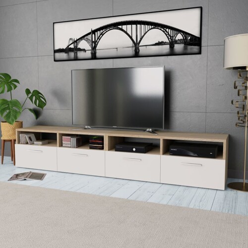 vidaXL TV ormarići 2 kom konstruirano drvo 95x35x36 cm bijeli i hrast