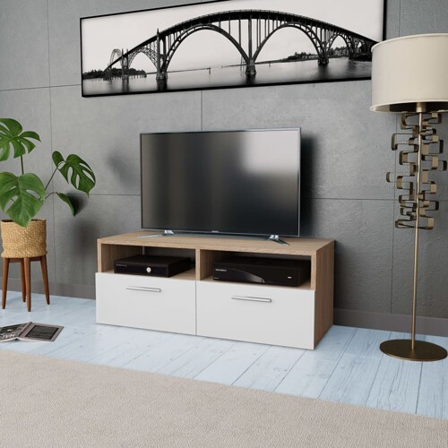 vidaXL TV Ormarić od Iverice 95x35x36 cm Boja Hrasta i Bijela
