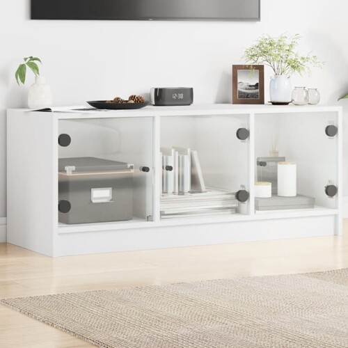 vidaXL TV ormarić sa staklenim vratima bijeli 102x37x42 cm
