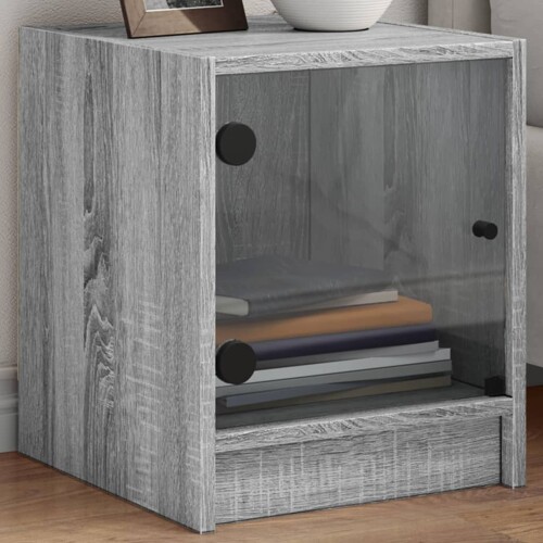 vidaXL Noćni ormarići staklena vrata 2 kom boja hrasta 35 x 37 x 42 cm