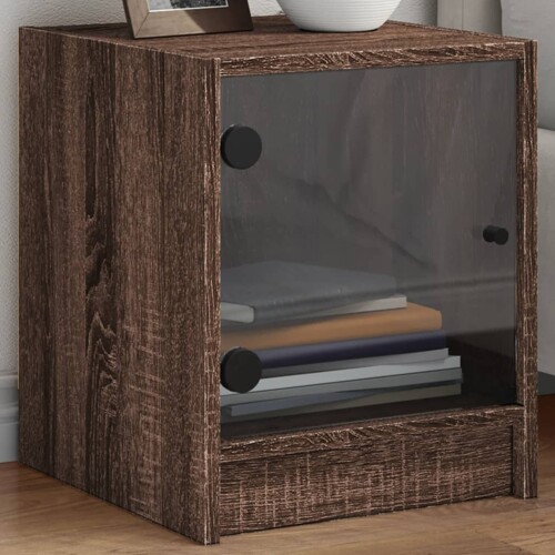 vidaXL Noćni ormarići staklena vrata 2 kom boja hrasta 35 x 37 x 42 cm