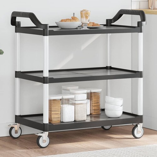 vidaXL Kolica s 3 razine crna 99 x 50 x 96 cm aluminijska