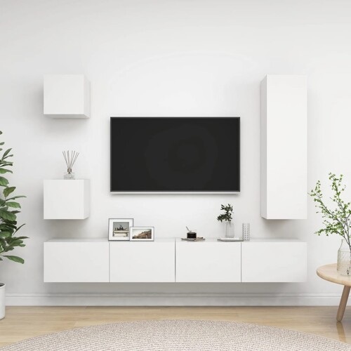 vidaXL 5-dijelni set TV ormarića bijeli od konstruiranog drva