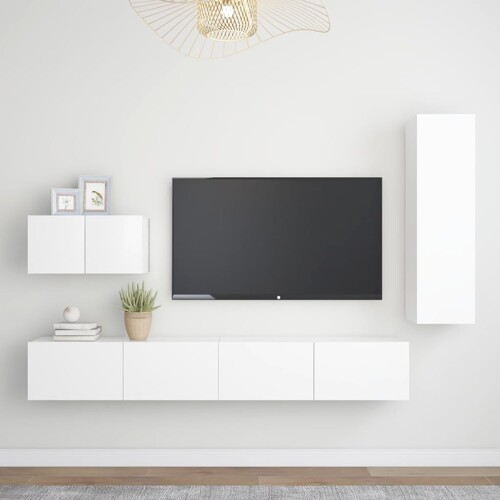 vidaXL 4-dijelni set TV ormarića bijeli od konstruiranog drva