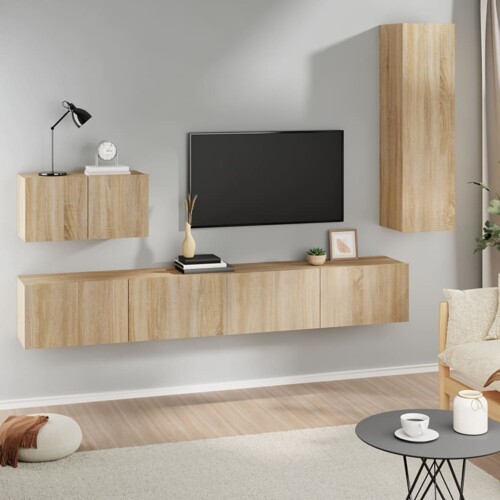 vidaXL 4-dijelni set TV ormarića boja hrasta sonome konstruirano drvo