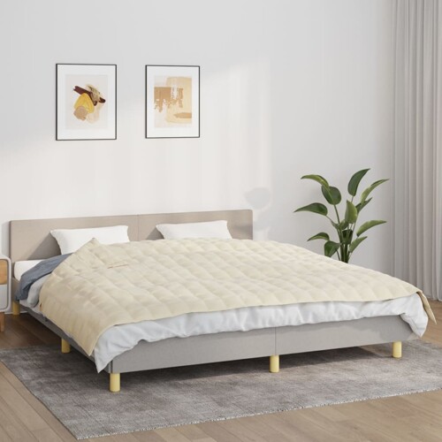 vidaXL Teška deka svijetla krem 155x220 cm 11 kg od tkanine