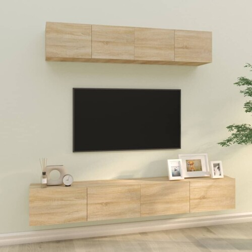 vidaXL 4-dijelni set TV ormarića boja hrasta sonome konstruirano drvo
