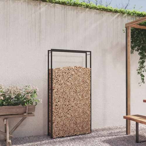 vidaXL Stalak za drva za ogrjev mat crni 110x28x214 cm čelični
