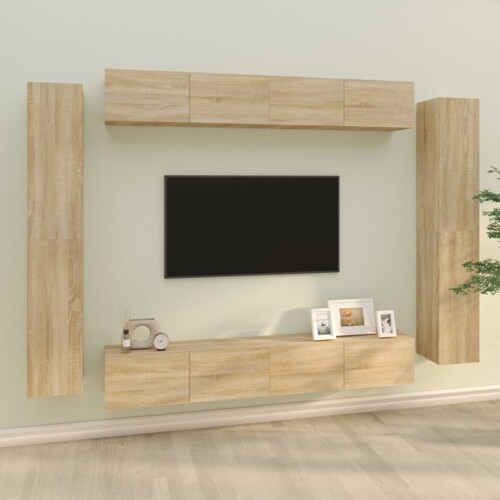vidaXL 8-dijelni set TV ormarića boja hrasta sonome konstruirano drvo