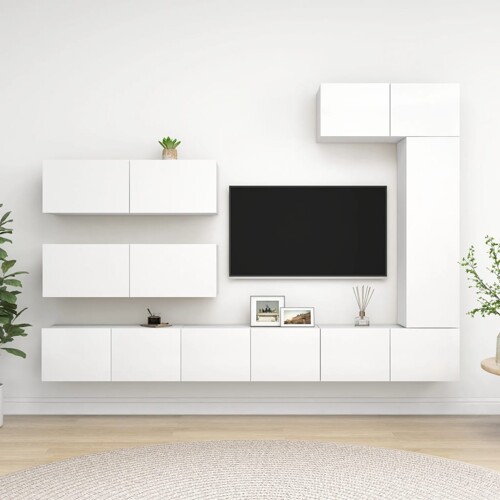 vidaXL 7-dijelni set TV ormarića bijeli od konstruiranog drva
