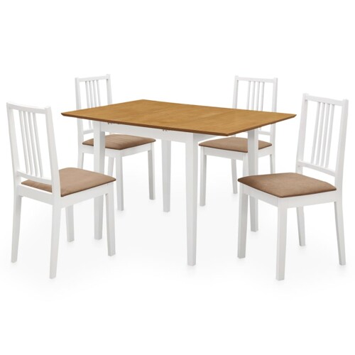 vidaXL 276409 5 Piece Dining Set MDF White (247625+247635)