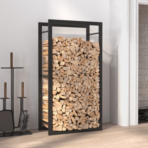 vidaXL Stalak za drva za ogrjev mat crni 50x28x94 cm čelični