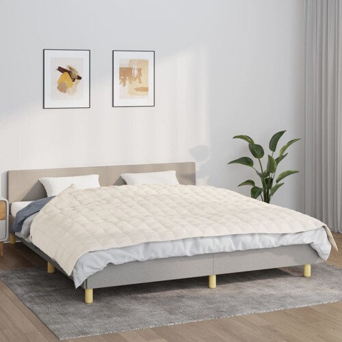 vidaXL Teška deka svijetla krem 155x220 cm 11 kg od tkanine