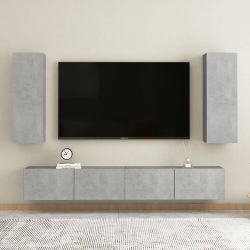 vidaXL 4-dijelni set TV ormarića siva boja betona konstruirano drvo