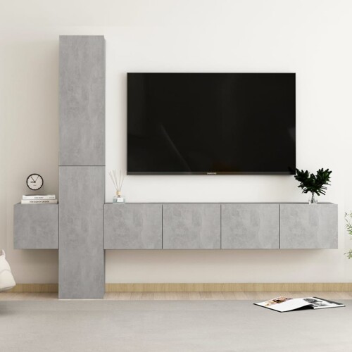 vidaXL 5-dijelni set TV ormarića siva boja betona konstruirano drvo