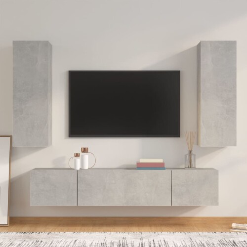 vidaXL 4-dijelni set TV ormarića siva boja betona drveni