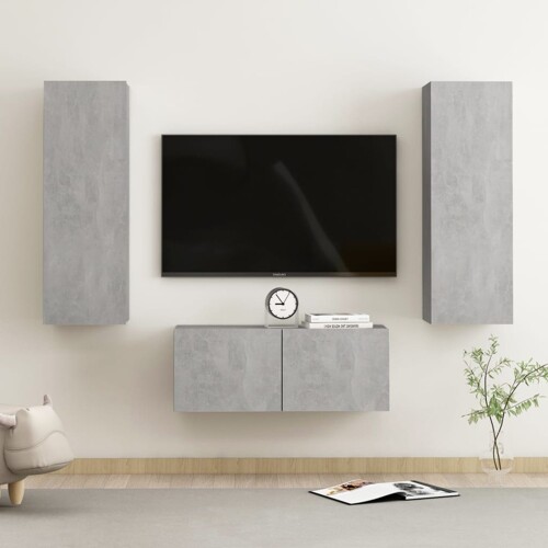 vidaXL 3-dijelni set TV ormarića siva boja betona konstruirano drvo