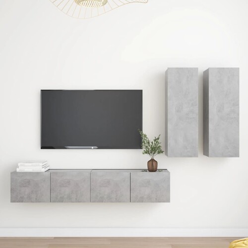 vidaXL 4-dijelni set TV ormarića siva boja betona konstruirano drvo
