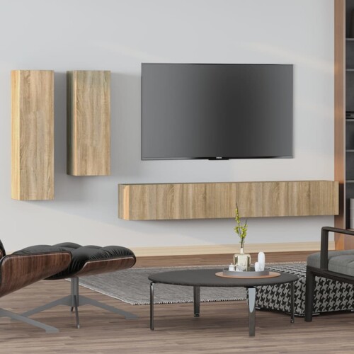 vidaXL 4-dijelni set TV ormarića boja hrasta sonome konstruirano drvo