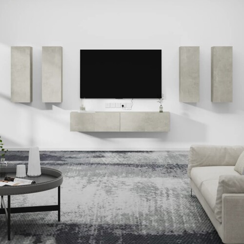 vidaXL 6-dijelni set TV ormarića siva boja betona drveni