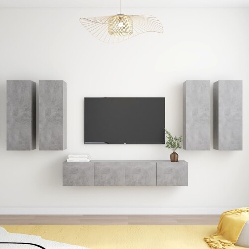 vidaXL 8-dijelni set TV ormarića siva boja betona konstruirano drvo