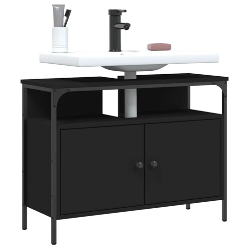 vidaXL Ormarić za umivaonik crni 80 x 30 x 60 cm konstruirano drvo
