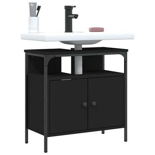vidaXL Ormarić za umivaonik crni 60 x 30 x 60 cm konstruirano drvo