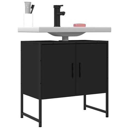 vidaXL Ormarić za umivaonik crni 60 x 33 x 60 cm konstruirano drvo