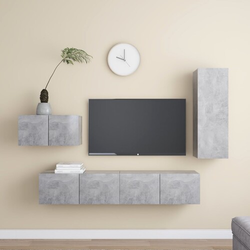 vidaXL 4-dijelni set TV ormarića siva boja betona konstruirano drvo