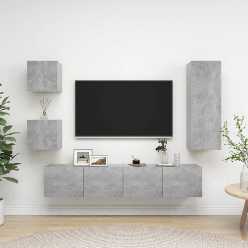 vidaXL 5-dijelni set TV ormarića siva boja betona konstruirano drvo