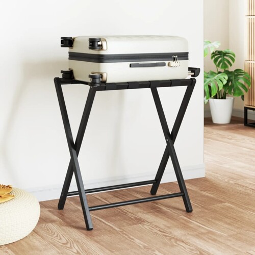 vidaXL Stalak za prtljagu crni 68,5 x 38 x 58 cm od bambusa