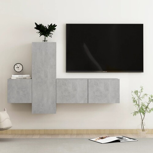vidaXL 3-dijelni set TV ormarića siva boja betona konstruirano drvo