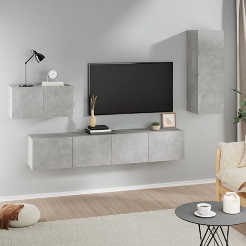 vidaXL 4-dijelni set TV ormarića siva boja betona drveni