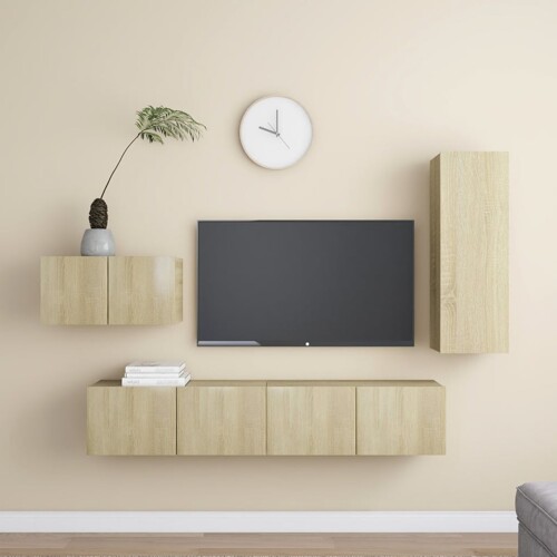 vidaXL 4-dijelni set TV ormarića boja hrasta sonome konstruirano drvo