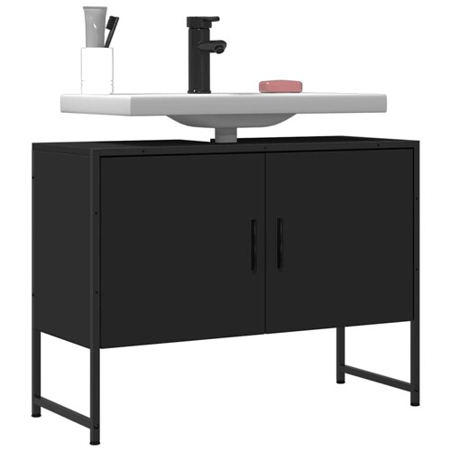 vidaXL Kupaonski ormarić za umivaonik crni 80 x 33 x 60 cm drveni