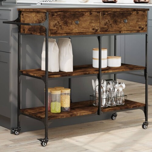 vidaXL Kuhinjska kolica boja hrasta 105 x 42 x 95 cm konstruirano drvo