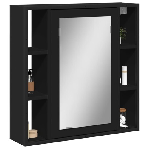 vidaXL Kupaonski ormarić s ogledalom crni 60 x 16 x 60 cm drveni