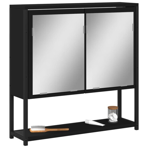 vidaXL Kupaonski ormarić s ogledalom crni 60 x 16 x 60 cm drveni