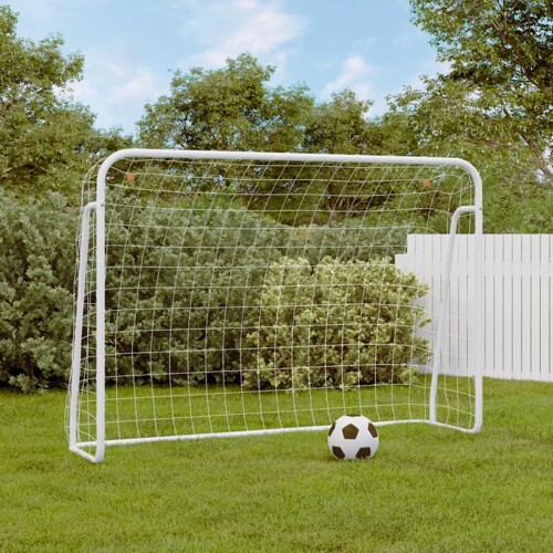 vidaXL Nogometni gol s mrežom bijeli 214x75x152 cm čelik i poliester