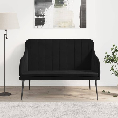 vidaXL Klupa crna 110 x 76 x 80 cm baršunasta
