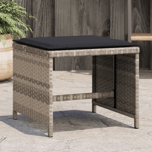 vidaXL Vrtni taburei s jastucima 4 kom 41x41x36 cm od poliratana