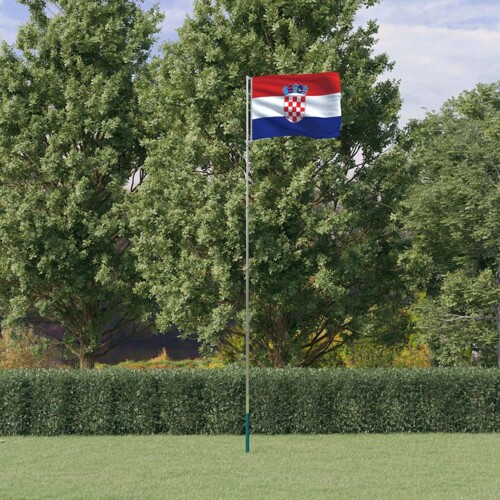 vidaXL Hrvatska zastava i jarbol 5,55 m aluminijski